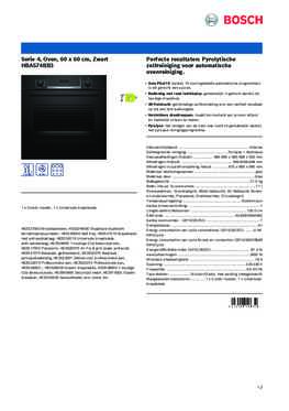 Product informatie BOSCH oven inbouw zwart HBA574BB3