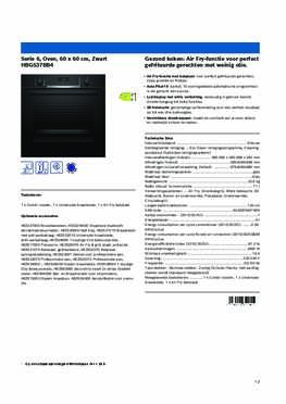 Product informatie BOSCH oven inbouw zwart HBG537BB4