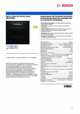 Product informatie BOSCH oven inbouw zwart HBG578BB3