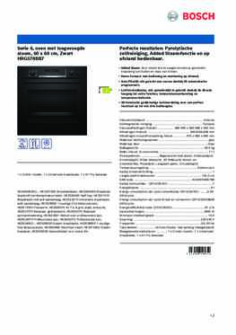Product informatie BOSCH oven inbouw zwart HRG578BB7