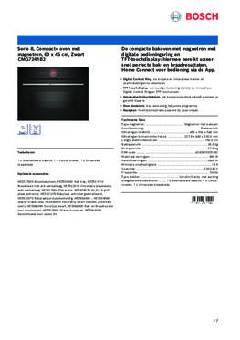 Product informatie BOSCH oven met magnetron inbouw CMG7241B2