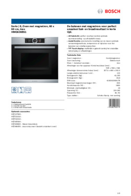 Product informatie BOSCH oven met magnetron rvs inbouw HMG636BS1