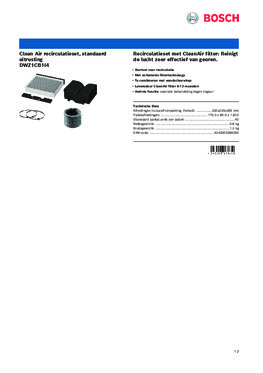 Product informatie BOSCH recirculatie startset DWZ1CB1I4