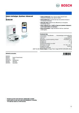 Product informatie BOSCH robot stofzuiger BCRD2W