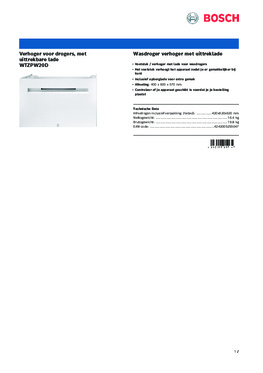 Product informatie BOSCH sokkel voor droger WTZPW20D