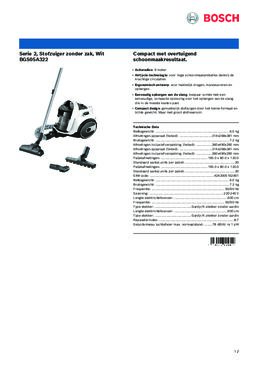Product informatie BOSCH stofzuiger BGS05A322