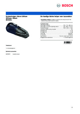 Product informatie BOSCH stofzuiger blauw BHN20L