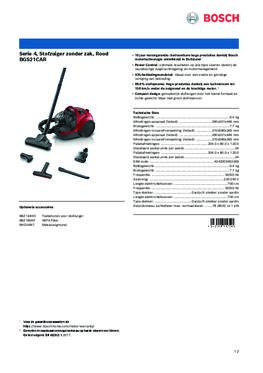 Product informatie BOSCH stofzuiger cranberry BGS21CAR