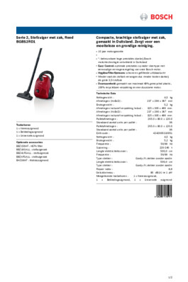 Product informatie BOSCH stofzuiger diep rood BGBS2RD1