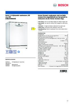 Product informatie BOSCH vaatwasser SMS2HMW04E