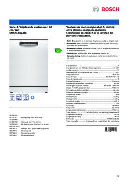 Product informatie BOSCH vaatwasser SMS4EBW33E