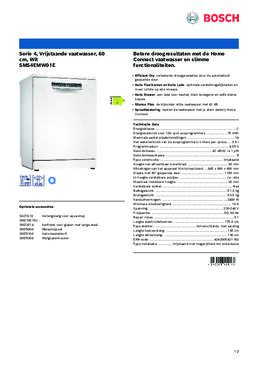 Product informatie BOSCH vaatwasser SMS4EMW01E
