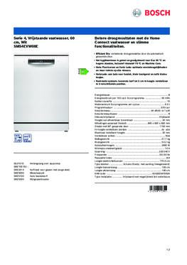 Product informatie BOSCH vaatwasser SMS4EVW08E