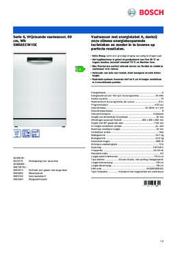 Product informatie BOSCH vaatwasser SMS6ECW15E
