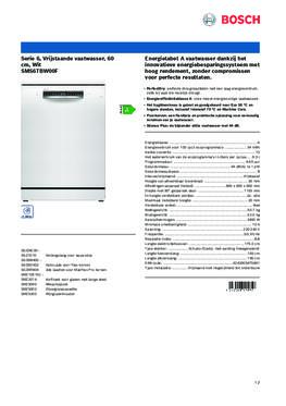 Product informatie BOSCH vaatwasser SMS6TBW00F