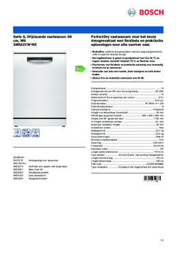 Product informatie BOSCH vaatwasser SMS6ZCW10E