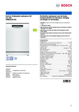 Product informatie BOSCH vaatwasser SMS6ZCW12E