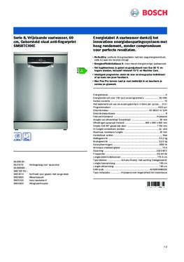 Product informatie BOSCH vaatwasser geborsteld staal anti fingerprint SMS8TCI04E