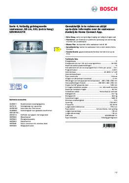 Product informatie BOSCH vaatwasser inbouw SBV4HAX21E