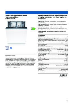 Product informatie BOSCH vaatwasser inbouw SMD6EBX02E
