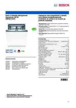 Product informatie BOSCH vaatwasser inbouw SMD6ECX21E