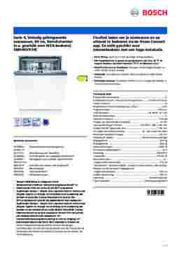 Product informatie BOSCH vaatwasser inbouw SMH4HVX14E