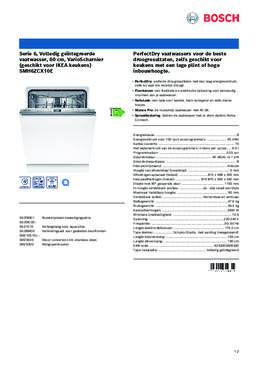 Product informatie BOSCH vaatwasser inbouw SMH6ZCX10E