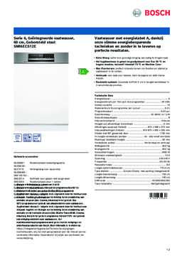 Product informatie BOSCH vaatwasser inbouw SMI6ECS12E