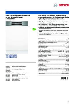 Product informatie BOSCH vaatwasser inbouw SMI6ZCS10E