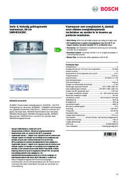 Product informatie BOSCH vaatwasser inbouw SMV4EAX28E