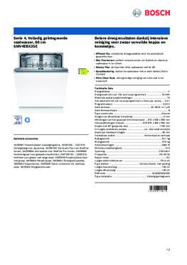 Product informatie BOSCH vaatwasser inbouw SMV4EBX25E