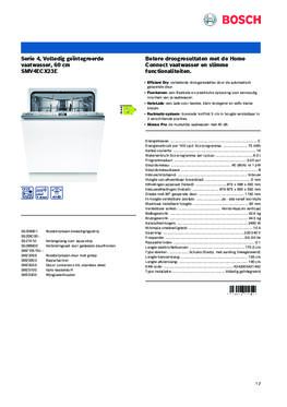 Product informatie BOSCH vaatwasser inbouw SMV4ECX23E