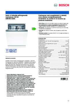Product informatie BOSCH vaatwasser inbouw SMV4ECX28E