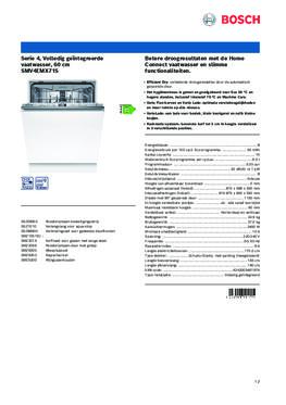 Product informatie BOSCH vaatwasser inbouw SMV4EMX71S