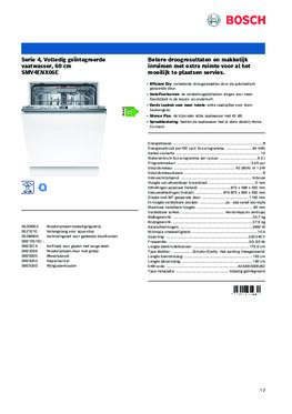 Product informatie BOSCH vaatwasser inbouw SMV4ENX06E