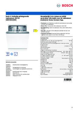Product informatie BOSCH vaatwasser inbouw SMV4HAX20N