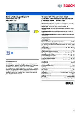 Product informatie BOSCH vaatwasser inbouw SMV4HBX23E