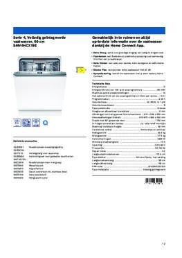 Product informatie BOSCH vaatwasser inbouw SMV4HCX19E