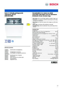 Product informatie BOSCH vaatwasser inbouw SMV4HCX48N