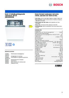 Product informatie BOSCH vaatwasser inbouw SMV4HDX53E