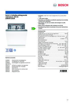 Product informatie BOSCH vaatwasser inbouw SMV6YCX02E