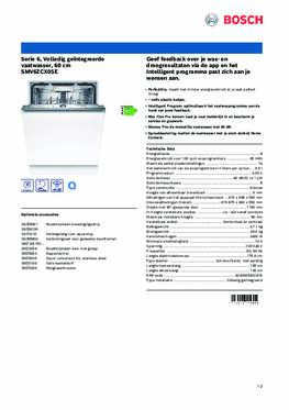 Product informatie BOSCH vaatwasser inbouw SMV6ZCX05E