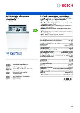 Product informatie BOSCH vaatwasser inbouw SMV6ZCX13E