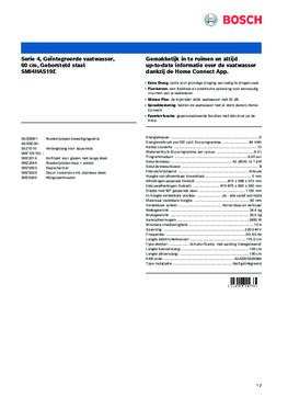 Product informatie BOSCH vaatwasser inbouw geborsteld staal SMI4HAS19E