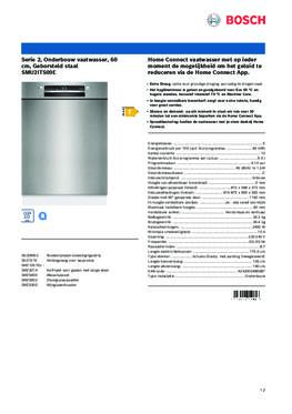 Product informatie BOSCH vaatwasser onderbouw SMU2ITS09E