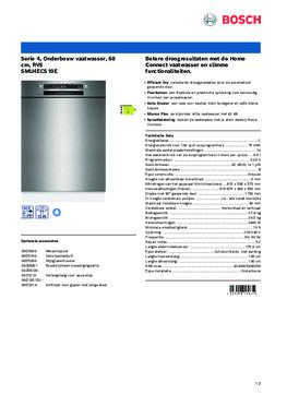 Product informatie BOSCH vaatwasser onderbouw SMU4ECS10E