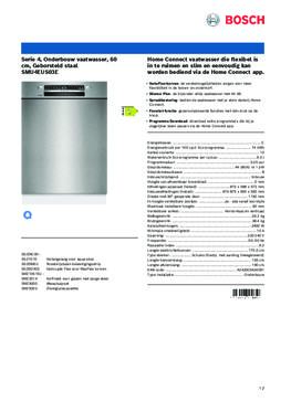 Product informatie BOSCH vaatwasser onderbouw SMU4EUS03E