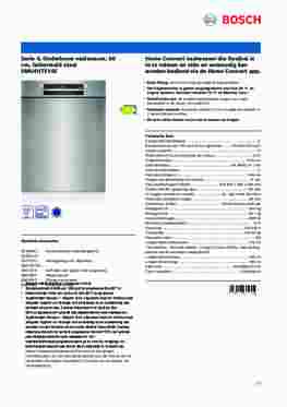 Product informatie BOSCH vaatwasser onderbouw SMU4HTS14E