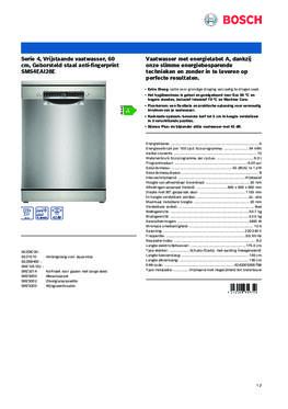 Product informatie BOSCH vaatwasser rvs SMS4EAI28E