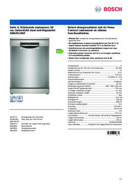 Product informatie BOSCH vaatwasser rvs SMS4ELI06F